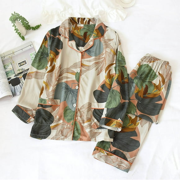 2 Pieces Womens Pajamas Sets Cotton Pyjama Womens Pajamas Sleepwear Sets Spring Summer Homewear