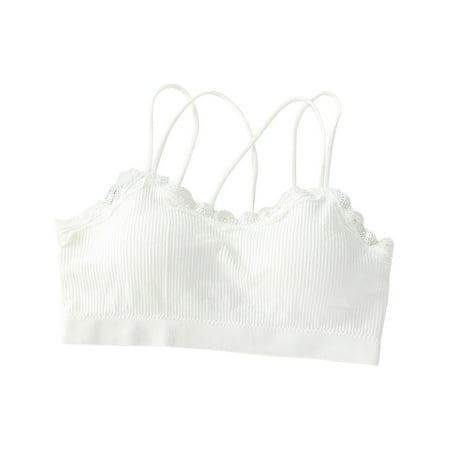 

Akiihool Women s Sports Bras Womens Sports Bras - Cross Back Padded Wirefree Comfort Workout Bras for Yoga Fitness (White A)