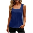 thumbnail image 5 of HomeDM Women's Sleeveless Tank Tops Square Neck Loose Fit Summer T-Shirts Solid Color Trendy Pleated Tops Navy Size S, 5 of 7