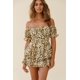 thumbnail image 2 of Cismea - Mini Vestido Floral de Manga Corta con Cuello Cuadrado Y Dobladillo Fruncido para Mujer（Amarillo） Cismea falda, 2 of 4