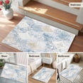 thumbnail image 5 of 2x3 Ft Entryway Area Rug, Blue Beige Floral Kitchen Rug Runner Washable Floor Mat, Vintage Smear Abstract Art Non Slip Indoor Door Mat Throw Carpet for Bathroom Living Room Bedroom, 5 of 8
