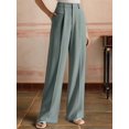 thumbnail image 6 of Women High Waist Floor-Length Straight Wide Leg Commute Suit Trousers Business Casual with Pockets Gray-Blue M, 6 of 9
