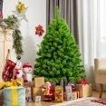 thumbnail image 3 of Costway 4.5ft Green Flocked Hinged Artificial Christmas Tree w/ Metal Stand Green, 3 of 10