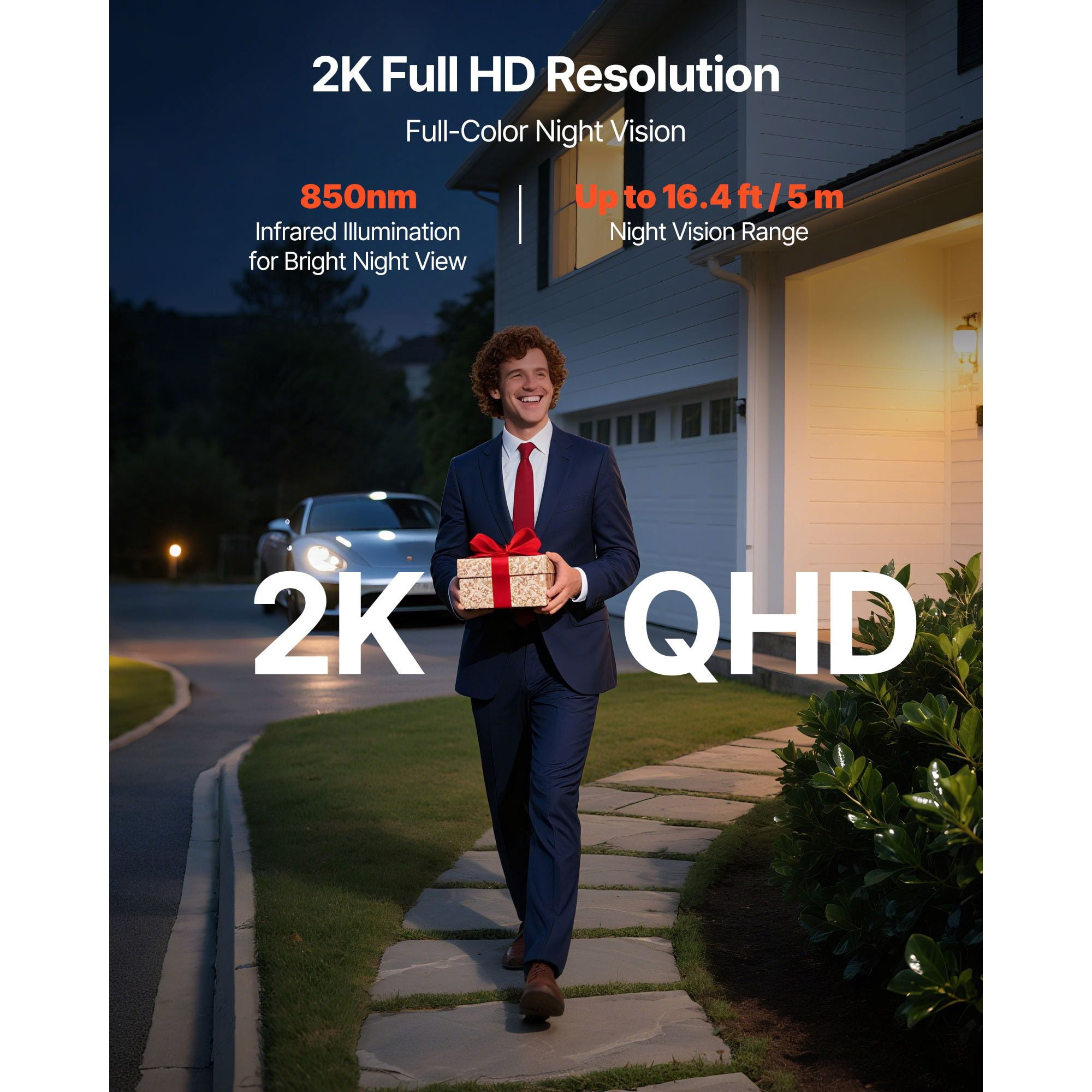2K Wireless Video Doorbell Camera with Chime, 170° Wide Angle Full Color Night Vision Human Radar Detection, 5300mAh Battery Tuya App Works with Alexa Google Assistant
