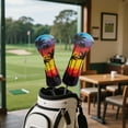 thumbnail image 4 of Yuyamidu Colorful Sunset Golf Head Covers Coconut Tree Golf Club Head Cover for Driver Fairway Hybrid Men Women, 4 of 7