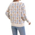 thumbnail image 3 of Female Long Sleeve Crewneck Sweater Fall Printed Cute Oversized Knitted Pullover Tops Trendy Clothes Apricot S, 3 of 9