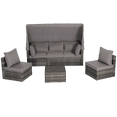 thumbnail image 6 of 5-Piece Outdoor Patio Wicker Daybed Furniture Set with Retractable Canopy, Storable Side Table, and Soft Cushions for Relaxing In Your Backyard Or Porch (Dark Grey), 6 of 11