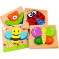 thumbnail image 2 of Rompecabezas de Madera, Juguetes Montessori para niños de 1 2 3 4 años, Rompecabezas entrelazados, Juego Educativo de Aprendizaje de Animales bebés para niños, Rompecabezas con Marco, 2 of 5