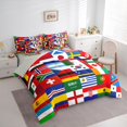 thumbnail image 2 of Manfei Country Flag Patchwork 7-Piece Twin Bedding,Global Nation Bedding Comforter Set,Multicolor,Light Gray Reversible, 2 of 7