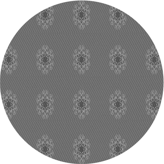 Ahgly Company Tapis d'Intérieur Rond Lavable en Machine Gris Transitionnel, 4 Pieds Rond
