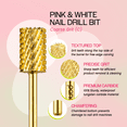 thumbnail image 2 of PANA USA Professional 3/32" Big Pink & White Nail Drill Carbide Bit - For Manicure, Pedicure, Acrylic Nail Art Drill Electric Dremel Machine - Gold, Coarse Grit, 2 of 7