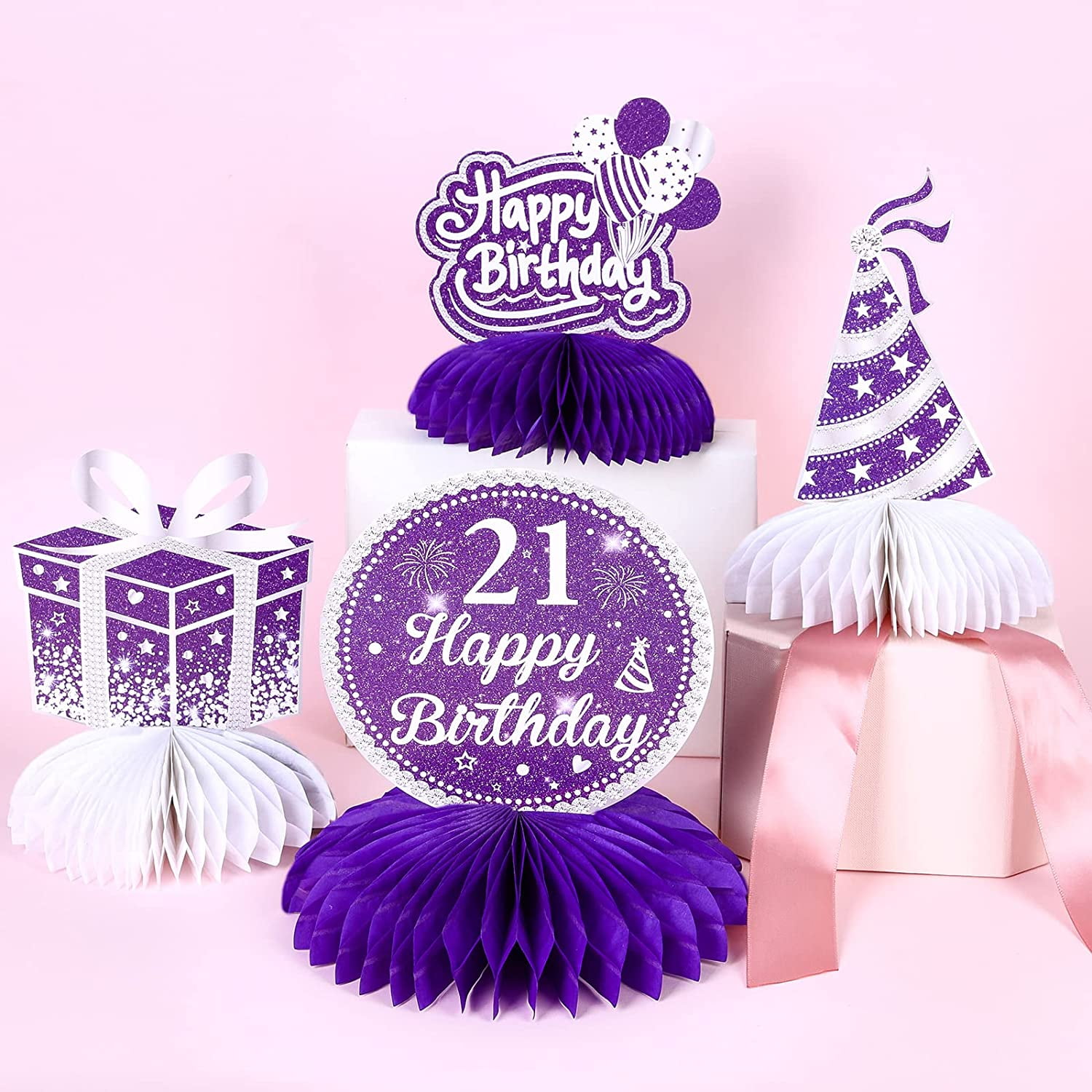  Nelbiirth Happy 21st Birthday Party Decorations Set,21st Birthday  Purple Swirls Streamers with Purple Table Ballon Stand Kit,Perfect for 21st  Bday Party Decorations. : Home & Kitchen