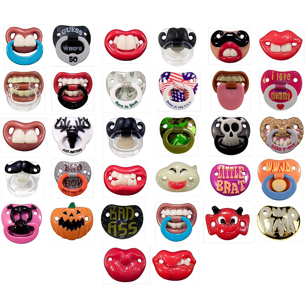 6 Pack 6 Assorted Billy Bob Teeth Baby Pacifiers, Includes 6 BPA Free