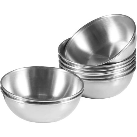 

8 Pack 3.5inch Stainless Steel Sauce Dishes Mini Individual Saucers Bowl Round Seasoning Dishes Sushi Dipping Bowl Appetizer Plates Sliver