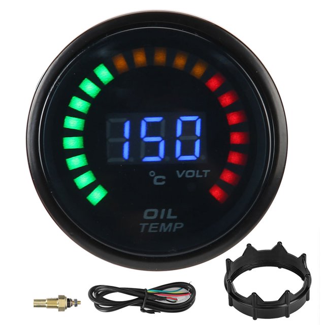 52mm Digital Oil Temperature Gauge LED Color LCD Dispaly W/Sensor Harness Car Meter