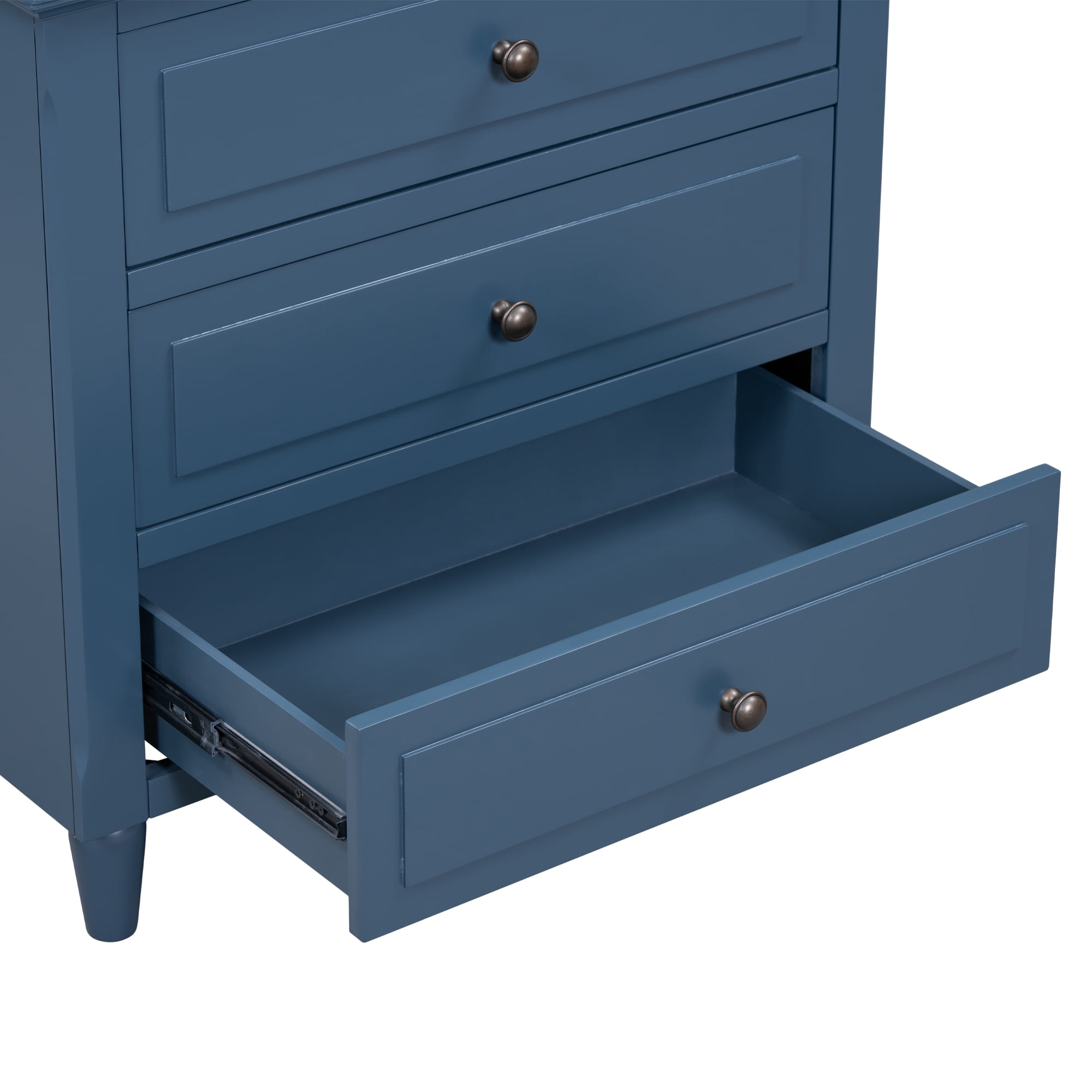 3 Drawer Nightstand,28" H Bedside Cabinet with Metal Handle,Modern Sofa Side Table with Rubber Legs for Bedroom Sofa Couch Office,Blue