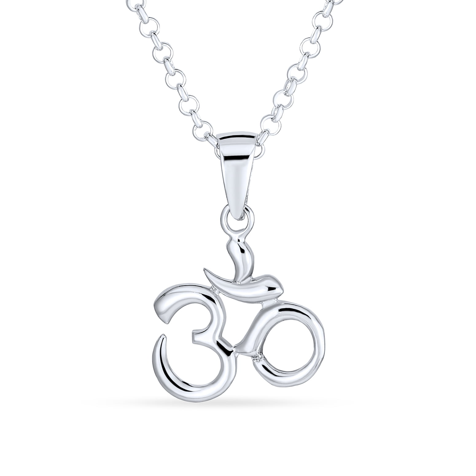 925 Sterling Silver Namaste Yoga Ohm Jewelry Charm Pendant Om Symbol Necklace 