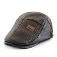 thumbnail image 1 of Boina de cuero PU para hombre, gorro de pico de pato de imitación, gorra Newsboy, gorra de espiga de mediana edad, gorra plana con visera para papá, Otoño e Invierno, 1 of 4