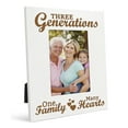 thumbnail image 1 of Darling Souvenir Made With Love Engraved Table Top Photo Frame Wooden Three Generations One Family Many Hearts Quotes White Picture Frame Gift For Family, 5 x 7 Photo Size Vertical, 1 of 6