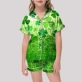 thumbnail image 2 of Pajama Set for Girls 2PC St. Patrick's Day Lapel Button up Kids Loungewear Boys Sleepwear 2 Piece Outfits Z07-Green 12-13 Years, 2 of 4