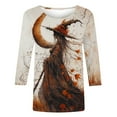 thumbnail image 4 of Xdegoge Halloween 3/4 Sleeve Tops for Women Witch Printed Graphic Tee Shirts Funny Holiday Tops Going Out Outfits Dressy Casual Tunic Blouses, 4 of 5