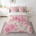 thumbnail image 2 of Homewish Rustic Flower Floral 7 Pieces Bedding Comforter Set,Countryside Theme Full Bedding Set,Pink Gray Fitted Sheet Flat Sheet For Adults,Microfiber Bedroom Decor Reversible, 2 of 8