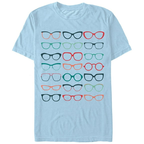 Men's Lost Gods Glasses Collage  Graphic Tee Light Blue 2X Large