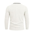 thumbnail image 5 of TOUMENY Men Sweater Zip Collared Long Sleeve Basic Slim Tops Fall Winter Solid Casual Knit Pullover White XXL, 5 of 7