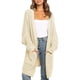 thumbnail image 1 of Cárdigan para mujer, cárdigan largo de punto grueso y liso, abrigo de punto gofre para otoño e invierno para mujer, suéter informal de manga larga con frente abierto y bolsillo, 1 of 5