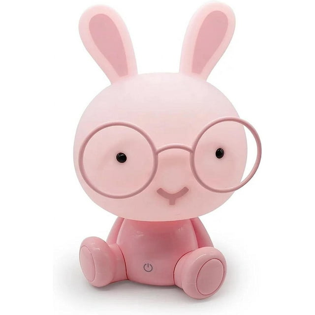 Rabbit Shaped LED Night Light for Baby Room, Moon Lamp, Kids Bedside Lamp (Pink)