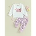 thumbnail image 2 of Bagilaanoe 2Pcs Baby Girl Clothing Sets Toddler Letter Print Long Sleeve Sweatshirt Tops + Sweatpants 6M 12M 18M 24M 3T Kids Fall Pants Set, 2 of 9