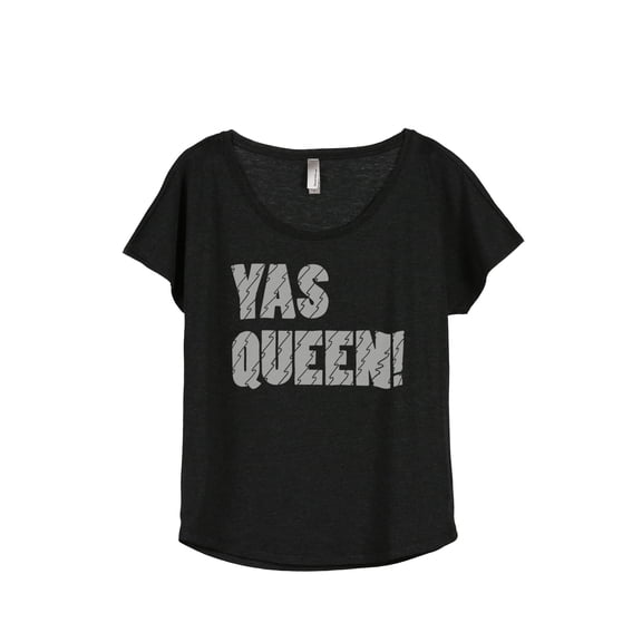Yas Queen Women's Fashion Slouchy Dolman T-Shirt Tee Heather Black Small