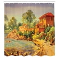 thumbnail image 2 of Ambesonne Urban Art Shower Curtain, Painting of a Lake House, 69"Wx70"L, Multicolor, 2 of 4