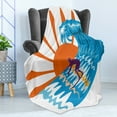 thumbnail image 4 of Summer Soft Flannel Fleece Throw Blanket, Beach Theme Hot Vibes Surfing Sport Sea Ocean Waves Sun Image Poster, Cozy Plush for Indoor and Outdoor Use, 60" x 80", Sky Blue Orange, by Ambesonne, 4 of 5