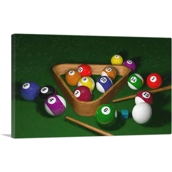 ARTCANVAS Billiard Balls Painting Home decor Canvas Art Print - Size: 26" x 18" (0.75" Deep)