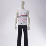 80s Pop Star Costume Red Zipper Jacket Music Note Shirt Pants Halloween Adult Men Outfit Set