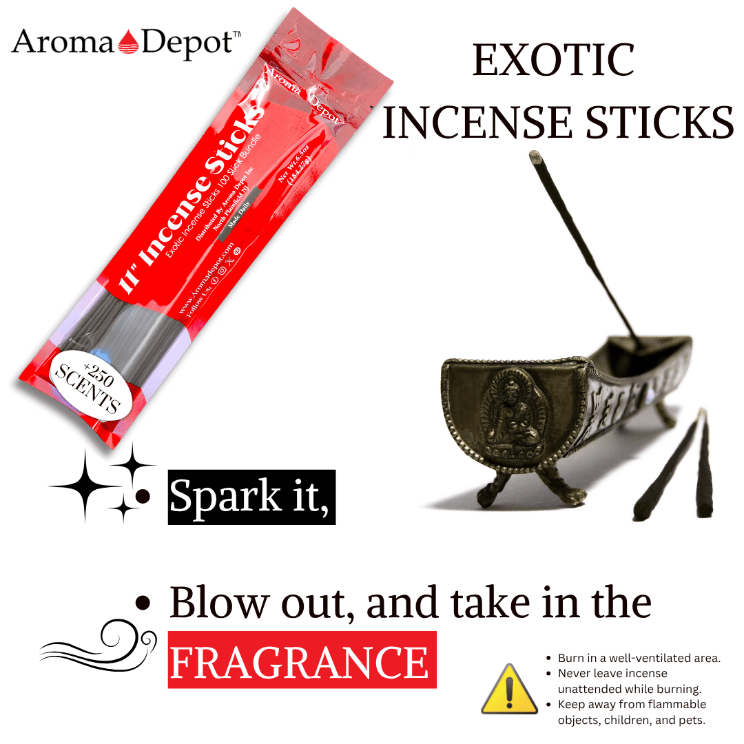 Aroma Depot Incense Sticks Variety Pack 11 inch Assorted Scents Hand-Dipped Charcoal Incense