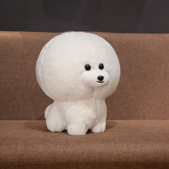 White/Beige Bichon Frise Plush Toy Cute Puppy Soft Stuffed Dog Simulation Pet Kawaii Fluffy Baby Doll Birthday Gift for Children