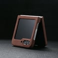 thumbnail image 3 of ELEHOLD Case for Samsung Galaxy Z Flip 7, Premium TPU & Faux Magnetic Leather Phone Case with Screen Protector,Brown, 3 of 4