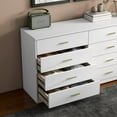 thumbnail image 5 of 8 Drawer Wood Lateral Dresser, Big Wide Chest of Drawers Storage Organizer with Metal Gold Handles Home Bedroom (White), 5 of 7