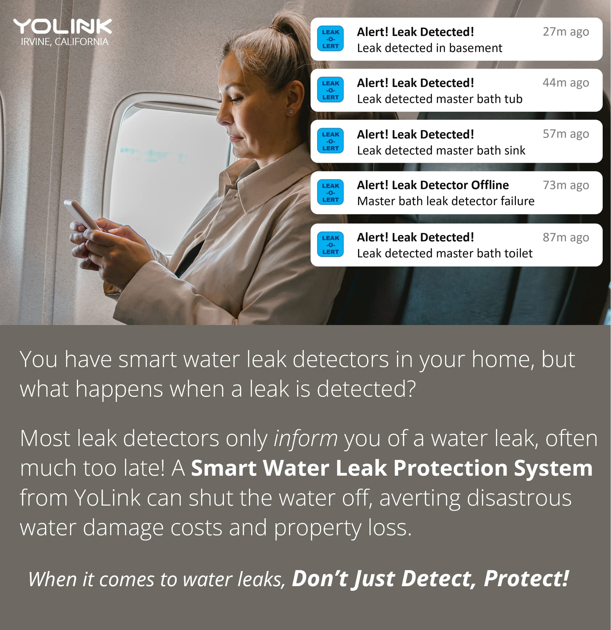 YoLink Smart Home Starter Kit: Hub & 2-Pack Water Leak Sensor 1, LoRa Up to 1/4 Mile Open-Air Range, SMS/Text, Email & Push Notifications, w/Alexa, IFTTT, Home Assistant