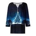 thumbnail image 5 of Drovellove Plus Size Women's 3/4 Length Sleeve V Neck Button Down Top – Casual Printed Blouse for Home or Office, 5 of 5