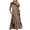 Khaki, variant on Penkiiy Women's Summer Casual Short Sleeve Crewneck Tie-dyed Print Swing Dress Flowy Tiered Maxi Beach Dress with Pockets 2XL Multicolor