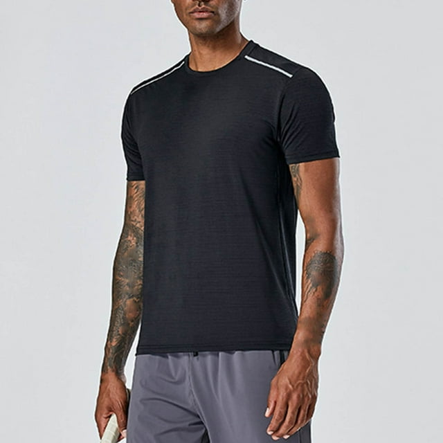 Tops para hombre, blusas y camisas de manga corta con cuello redondo para hombre, blusas casuales elásticas deportivas de color liso para hombre, blusas de manga corta con cuello redondo para hombre,