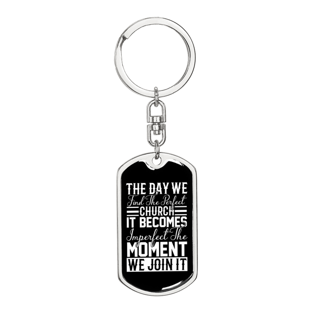 The Moment We Join Stainless Steel or 18k Gold Premium Swivel Dog Tag Keychain