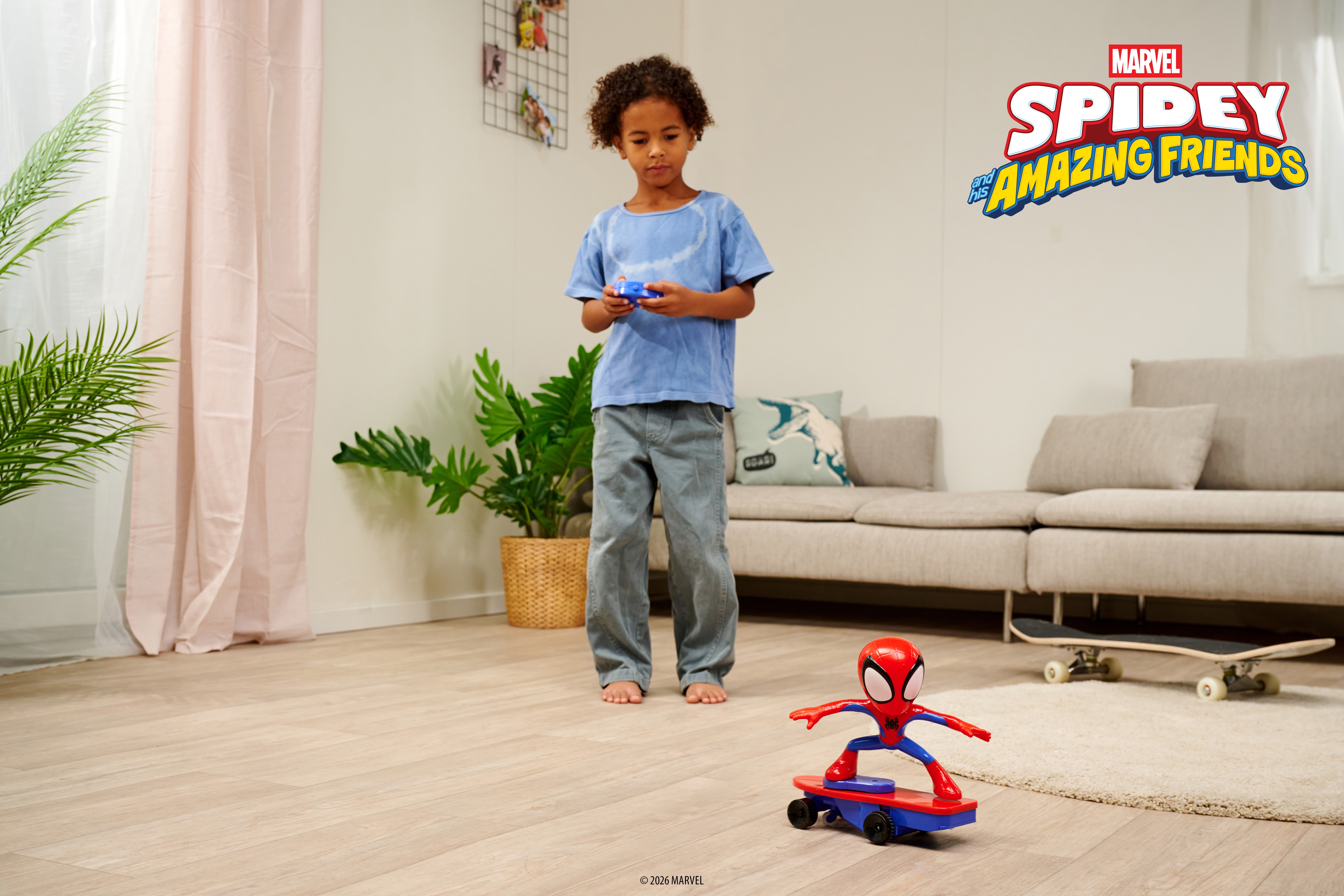 Marvel Spidey and His Amazing Friends RC Spider-Man Stunt Skateboard 9-Inch Remote Control Toy with Spinning Action by Jada Toys