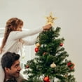 thumbnail image 2 of GOOHOCHY Christmas Tree Topper: Christmas Star Treetop, Gold Christmas Ornaments Decorative Tree Star 6inch Golden, 2 of 8