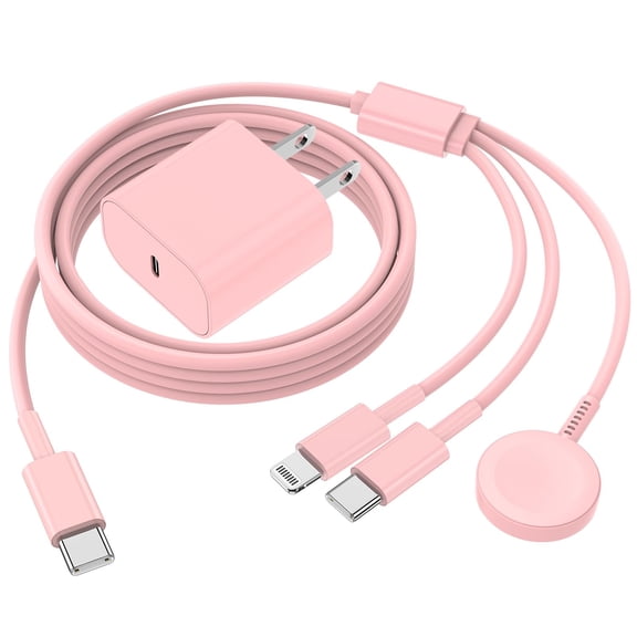 20W USB C Wall Charger with 3 in 1 Charging Cable, 6FT Multi Device Charger Cord for Apple Watch Ultra 3/2/11/10/9/8/7/6/SE, Compatible with iPhone 17/16/15/14/13/12 Series