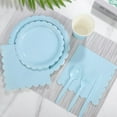 thumbnail image 4 of 350-Piece Light Blue Paper Plate and Napkin Set for Parties, Includes Cutlery, 4 of 6
