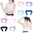 thumbnail image 3 of Calentadores de mangas para brazos, protección solar UV, mangas deportivas, cubrebrazos, una pieza, manga larga, cubremanos, geniales, para correr, ciclismo, hijab, camisetas, gris, 3 of 5